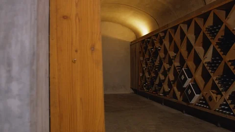 Wine Racks in Cellar Stock Footage 86666690
