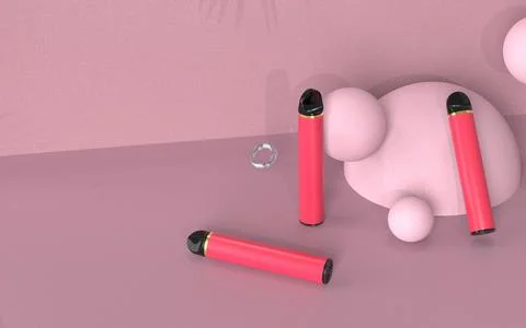 Wine red disposable electronic cigarette vape light red hemispherical orname Foto stock