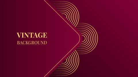 Wine red gradient abstract background with gold wavy lines design Stock Illustration
