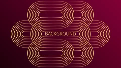 Wine red gradient abstract background with gold rounded line design Illustrazione stock