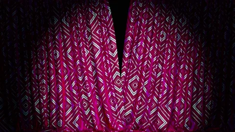 Wine red velvet abstract geometry pattern stage curtain 3D animation with alpha Stock Footage 168529226