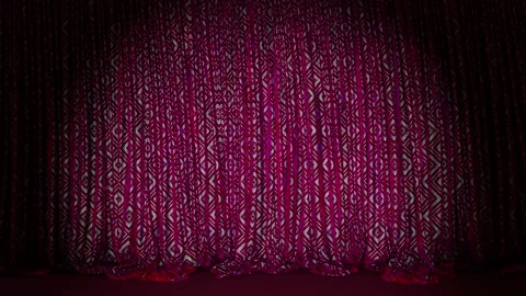 Wine red velvet abstract pattern stage curtain with carpet floor 3D animation Stock Footage 168584498