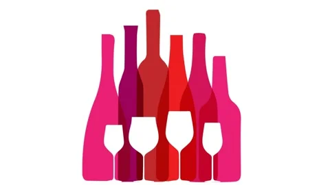 Wine restaurant menu design with cheerful and colorful wine glasses bottles. Stock Footage 206348482