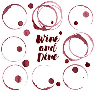 Wine ring, set of wine stains, vector Stock Illustration