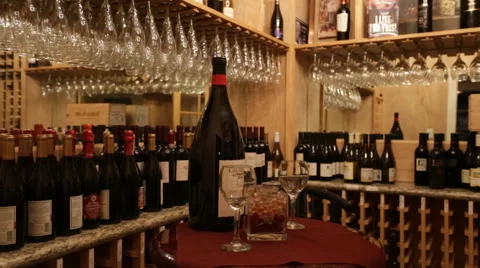 Wine room bottles Stock Footage 46439854