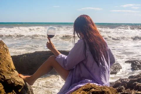 Wine by the sea Stock Photos