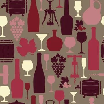 Wine seamless design pattern. stock illustration on dark Stock Illustration