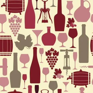Wine seamless pattern. design stock illustration on beige Stock Illustration