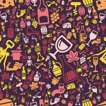 Wine seamless pattern Stock Illustration