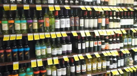 Wine Selection at Grocery Store Stock Footage 19048594