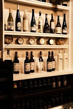 Wine on shelf Stock Photos