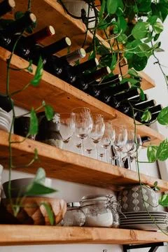 Wine shelves Stock Photos