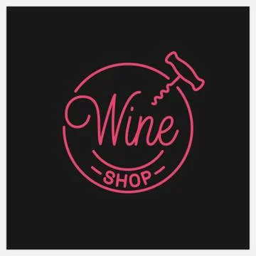 Wine shop logo. Round linear logo of wine store Stock Illustration