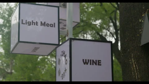 Wine Signage on Pole with Tree Background for Mindfulness Background Use Stock Footage 328296382