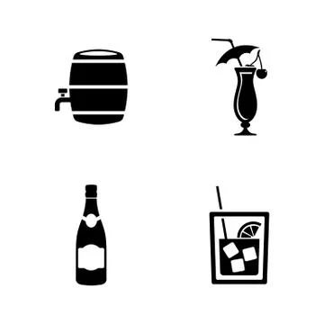 Wine. Simple Related Vector Icons Stock Illustration
