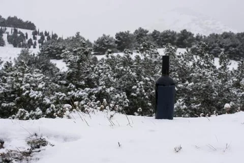 Wine in the snow Stock Photos