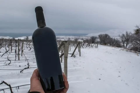 Wine in the snow Stock Photos