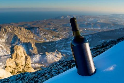 Wine in the snow Foto stock