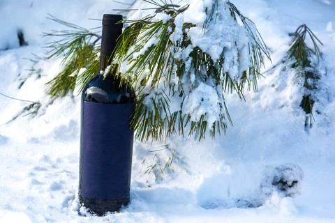 Wine in the snow Stock Photos