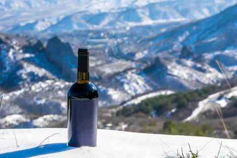 Wine in the snow Stock Photos