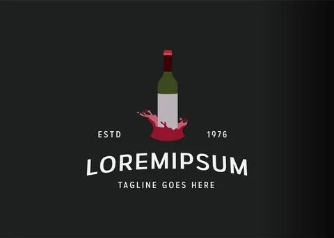 Wine splash logo design. Vector illustration of wine bottle with splash. Vint Stockillustratie