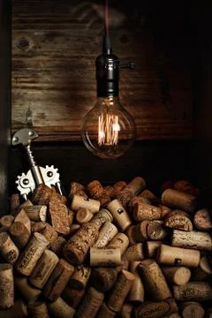 Wine stopper corkscrew lamp Stock Photos