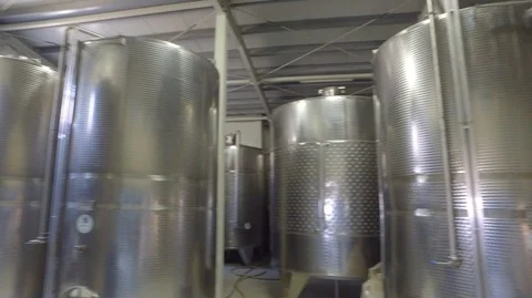 Wine storage tanks Stock Footage 101017552