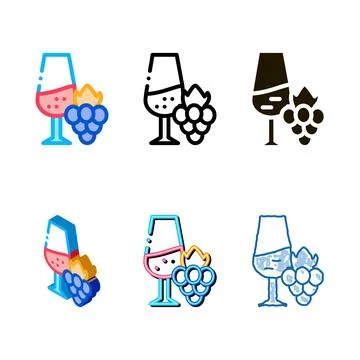 Wine stylized with grapes icon vector outline Stockillustratie