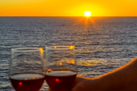 Wine at sunset Stock Photos