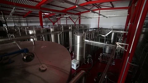Wine tanks in winery motion Video stock 81546776