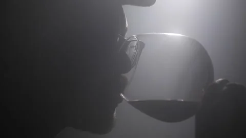 A wine taster drinking a red wine in studio. A sommelier for red wine Stock Footage 221720100