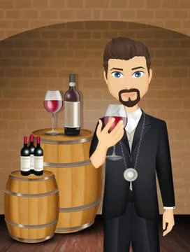 Wine tasting in the cellar Stock Illustration