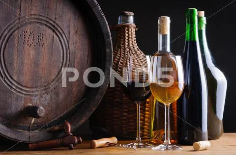 Wine tasting in cellar Stock Photos