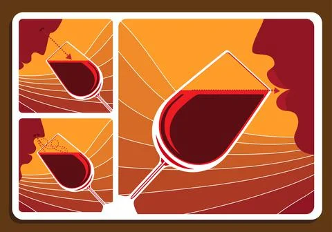 Wine tasting collage Stock Illustration
