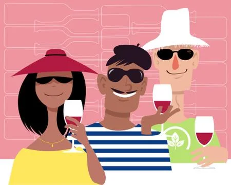 Wine tasting group Stock Illustration