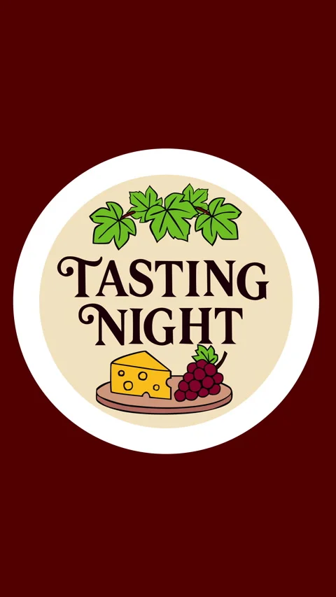 Wine Tasting Night Banner with Cheese and Grapes Theme Vídeos de archivo 333349598
