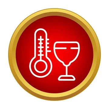 Wine temperature icon showing a thermometer and glass Illustrazione stock