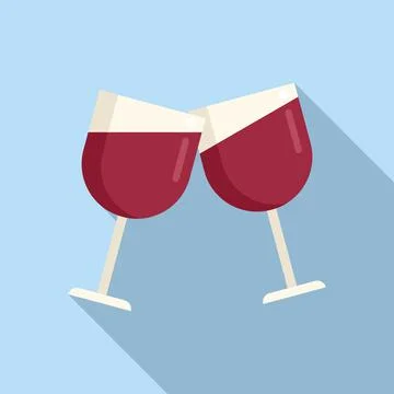 Wine toast icon flat vector. Drink toast Stock Illustration