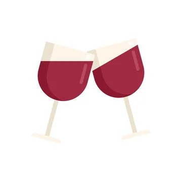 Wine toast icon flat vector. Drink toast Stock Illustration