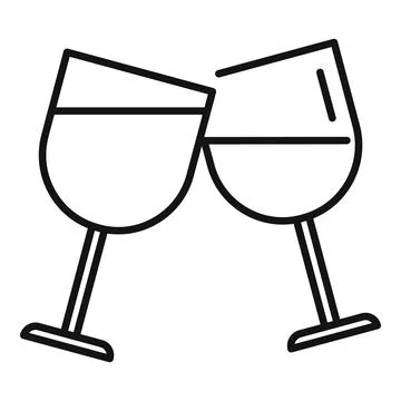 Wine toast icon outline vector. Drink toast Stock Illustration