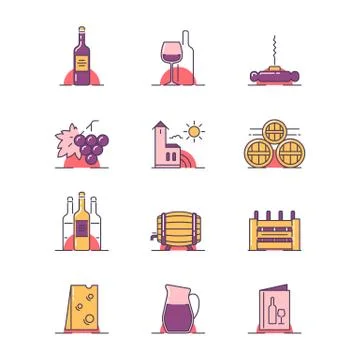 Wine topic illustrations Stock Illustration