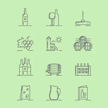 Wine topic illustrations Stock Illustration