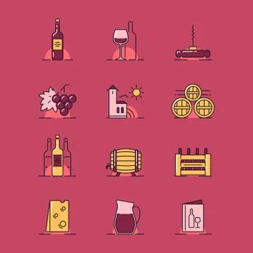 Wine topic illustrations Stock Illustration