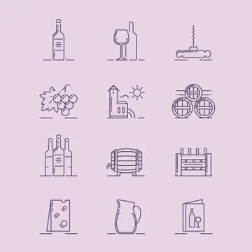 Wine topic illustrations Stock Illustration