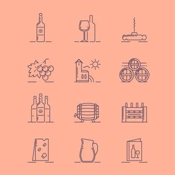 Wine topic illustrations Stock Illustration