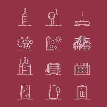 Wine topic illustrations Stock Illustration