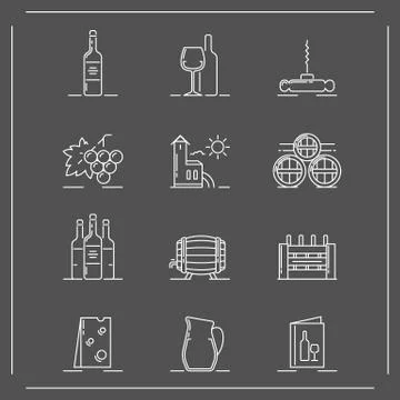 Wine topic illustrations Illustrazione stock