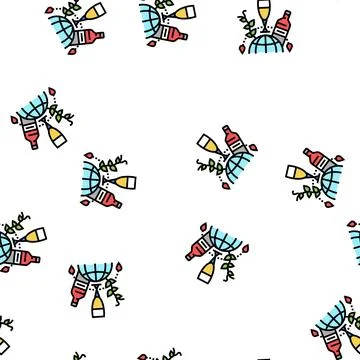 Wine tourism vector seamless pattern Stock Illustration