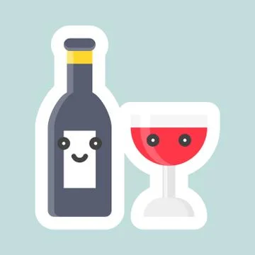 Wine vector icon, Easter and spring flat sticker Stock Illustration