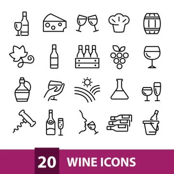 Wine vector icons collection Stock Illustration
